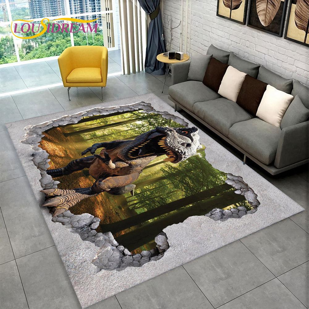 3D Visual Illusion Dinosaur Area Rug,Carpet Rug for Home Living Room Bedroom Sofa Playroom Doormat Decor,Kid Non-slip Floor Mats