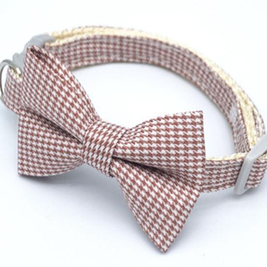 Pet Collar Adjustable Beautiful Bowknot Decor Plaid Dog Car Necklace Jewelry for Taking Photo
