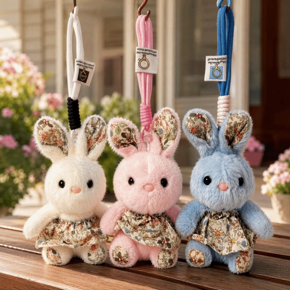 Soft Bunny Doll Pendant Long Ear Plush Keychain Doll Rabbit Plush Toy Bag Charms