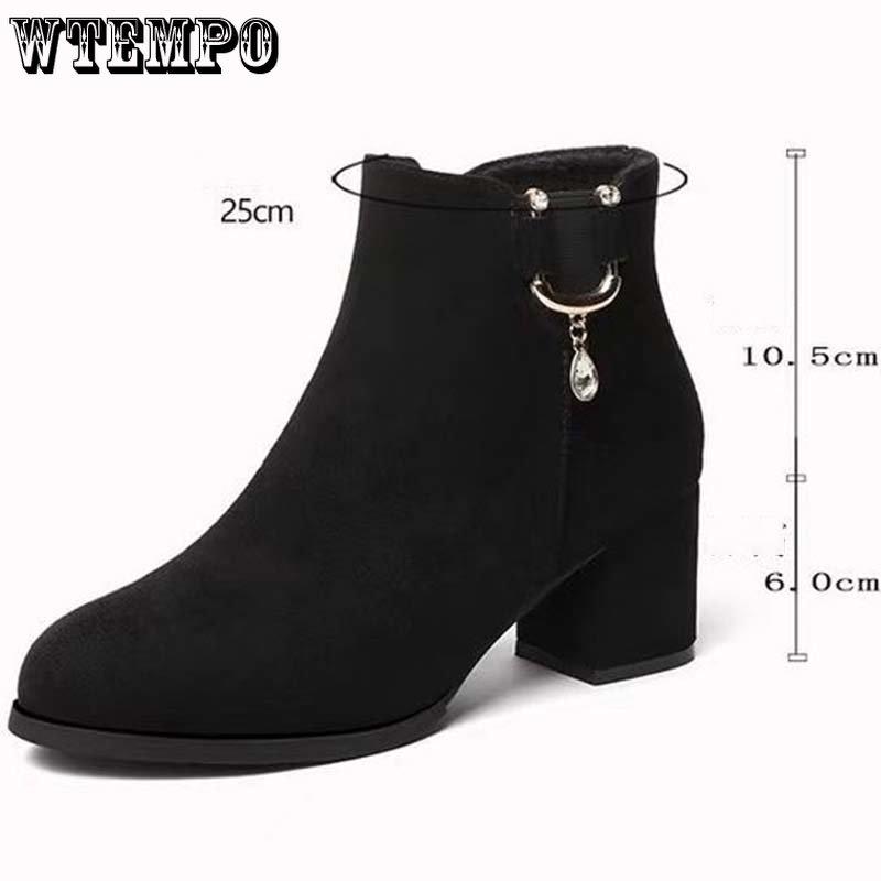 Женские кожаные ботинки из искусственной замши, матовая кожа, короткий цилиндр, на высоком каблуке с круглой головкой, водяная буровая машина, боковая молния, противоскользящие пригородные туфли на толстом каблуке, мягкая подошва