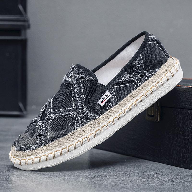 2024 Винтажная мужская повседневная обувь Летняя дизайнерская мужская парусиновая обувь Дышащие мокасины без застежек Мужская обувь на плоской подошве для вождения