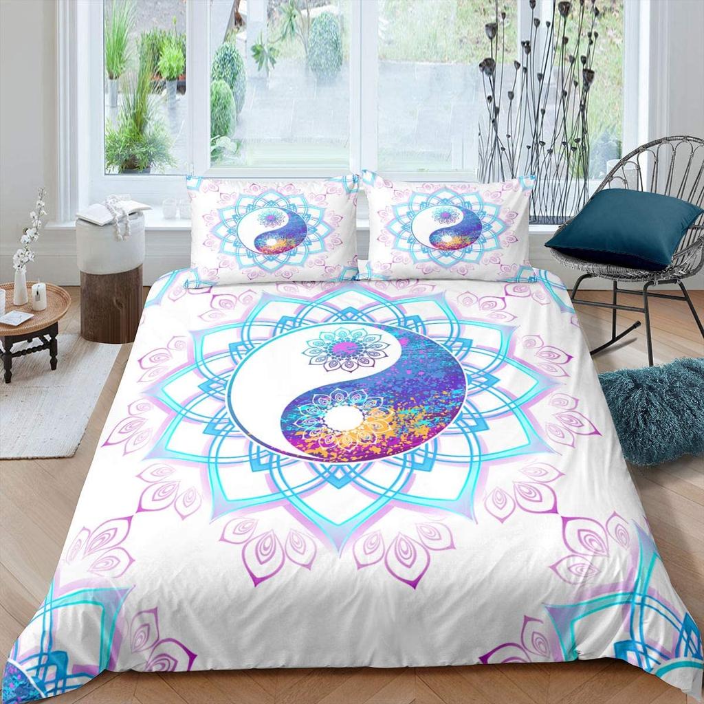 Black And White Duvet Cover Set Bohemian Mandala Bedding Set For Kids Child Yin And Yang Polyester Comforter Cover King Size