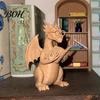 Holiday Gift for Readers Reading Dragon Figurine with Glasses, Statue, 3D Printed Home Office Accent Piece Bookshelf Decor, Whimsical Desktop