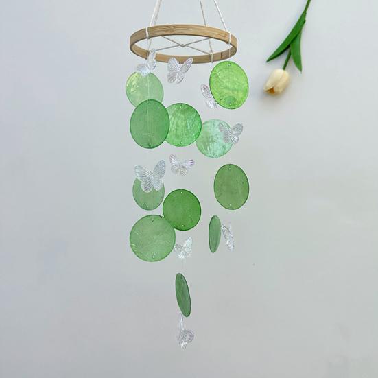 Wind Chime for Outside Ocean Theme Hanging Butterfly Windchime with Round Shells for Patio Garden Decor Gifts for Women Mom Wife