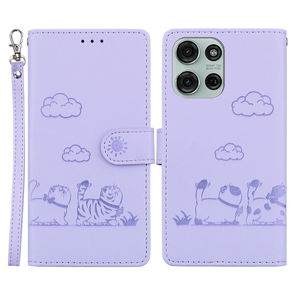 For Motorola Moto G75 5G Case RFID Blocking Kitten Pattern TPU+PU Leather Phone Cover
