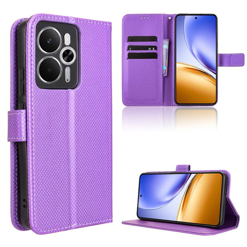 For OPPO Realme 14T 5G Global Luxury Flip Diamond Pattern lanyard Business Wallet Case Leather for OPPO Realme 14 5G Phone Case