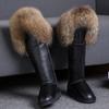 Модные зимние сапоги из натурального меха лисы и кожи енота для женщин, сапоги из натуральной замши до колена, теплая зимняя обувь