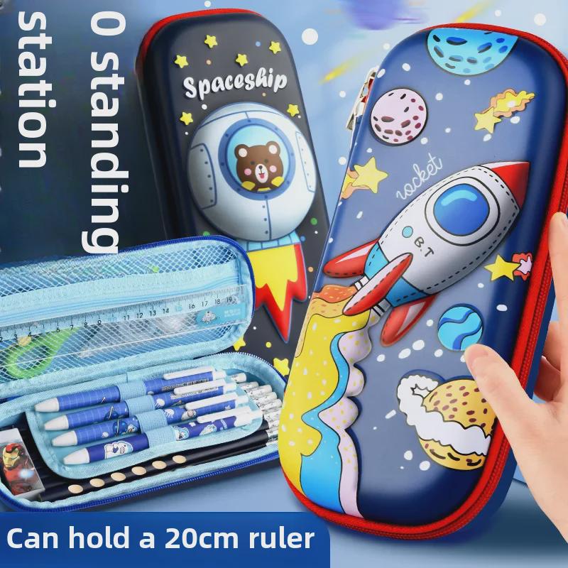 3D Astronaut Pencil Case for Boys - Large Capacity Multilayer Cartoon Stationery Box