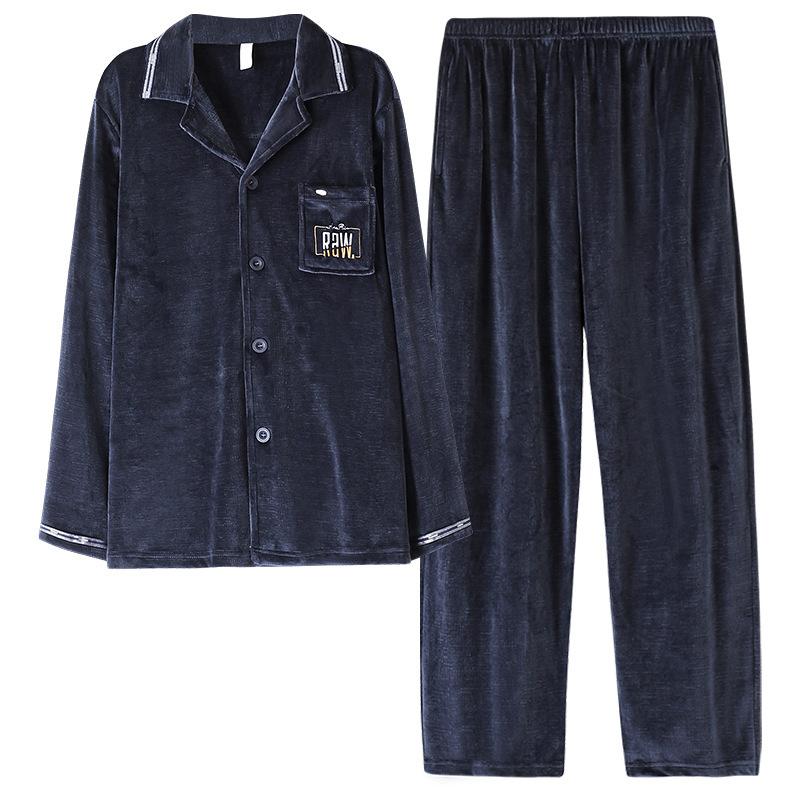 Пижама из флиса Island Мужская Осенне-зимняя Флисовая Утепленная из Кораллового Флиса Термодомашняя одежда Костюм Можно Носить на Улице