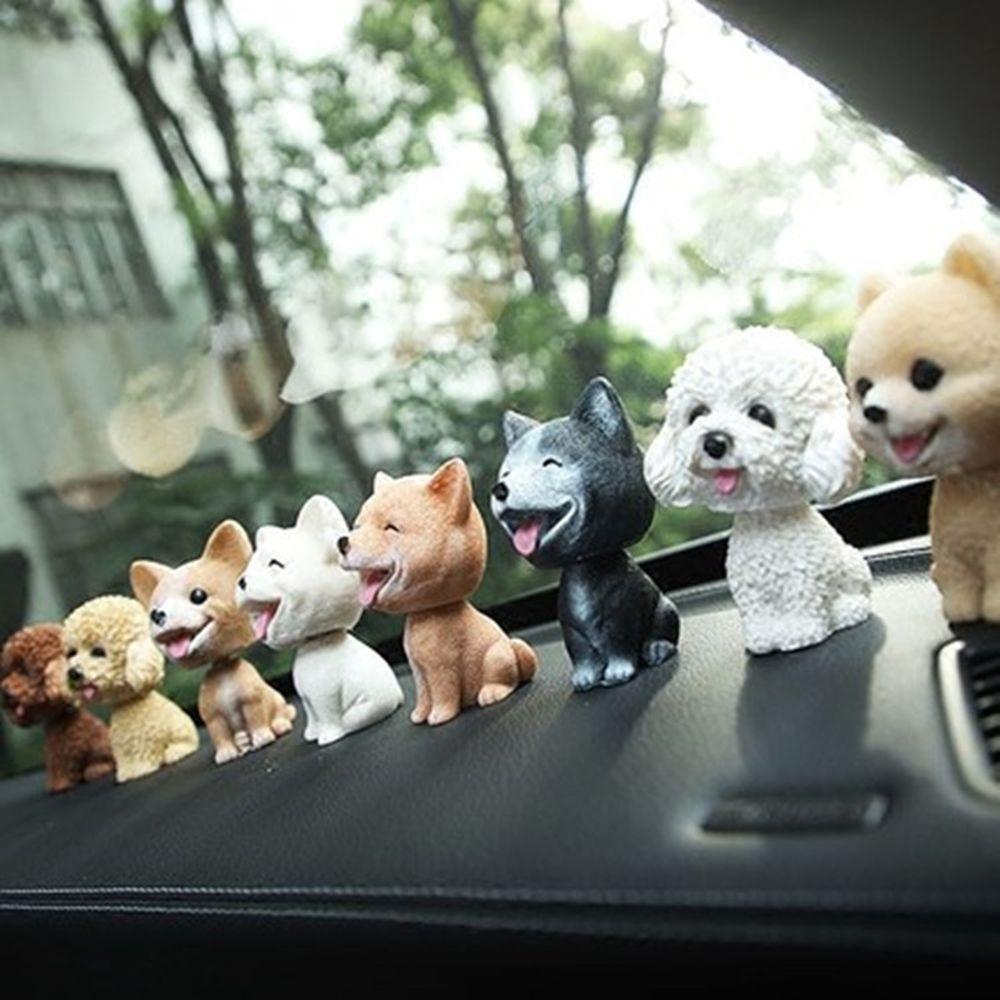 1PC 8 Styles Car Interior Resin Nodding Puppy Car Swing Toys Dashboard Ornament Shaking Head Dog
