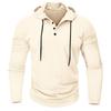 Fall Spring Men Shirt Hooded Drawstring Long Sleeves Pullover Thin Solid Color Mid Length Casual Daily