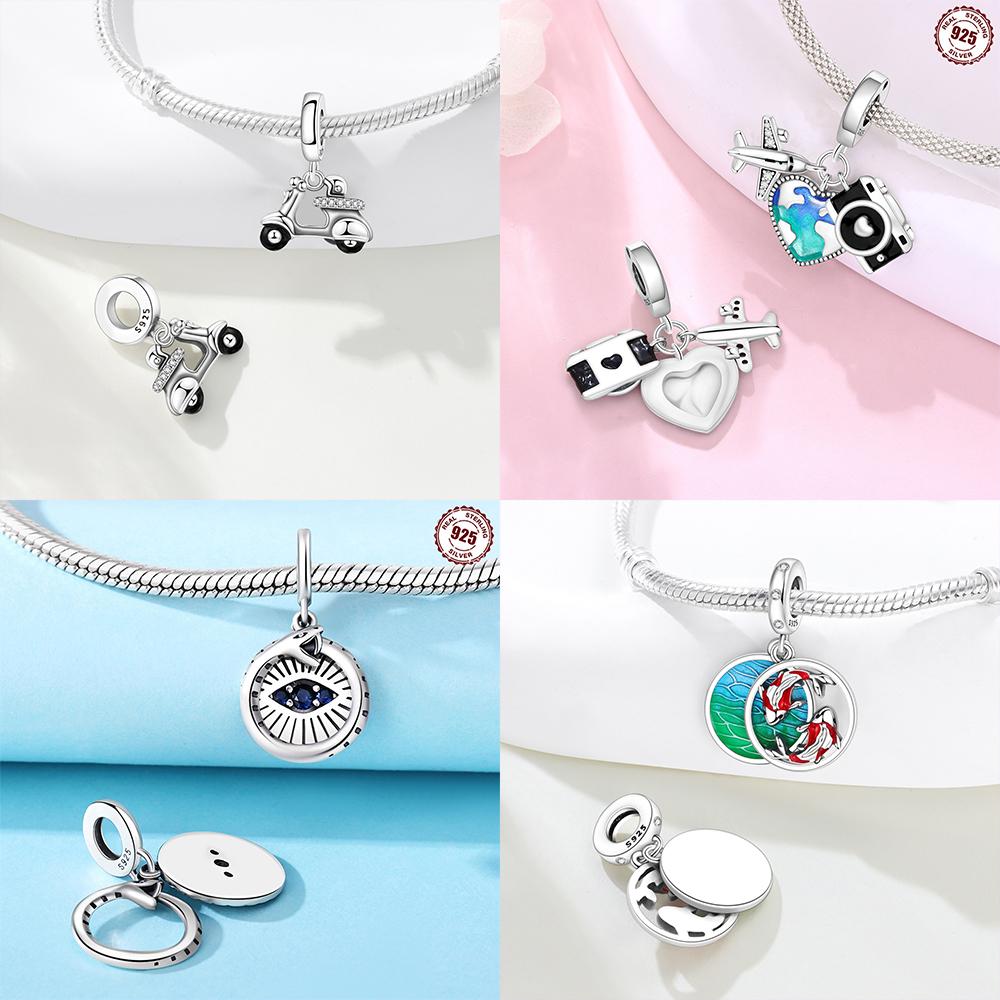 Bowling Ball Original Copper Pendant Globe Table Tennis Travel Airplane Pendant Beads Fit Bracelet Women Jewelry Making Gift