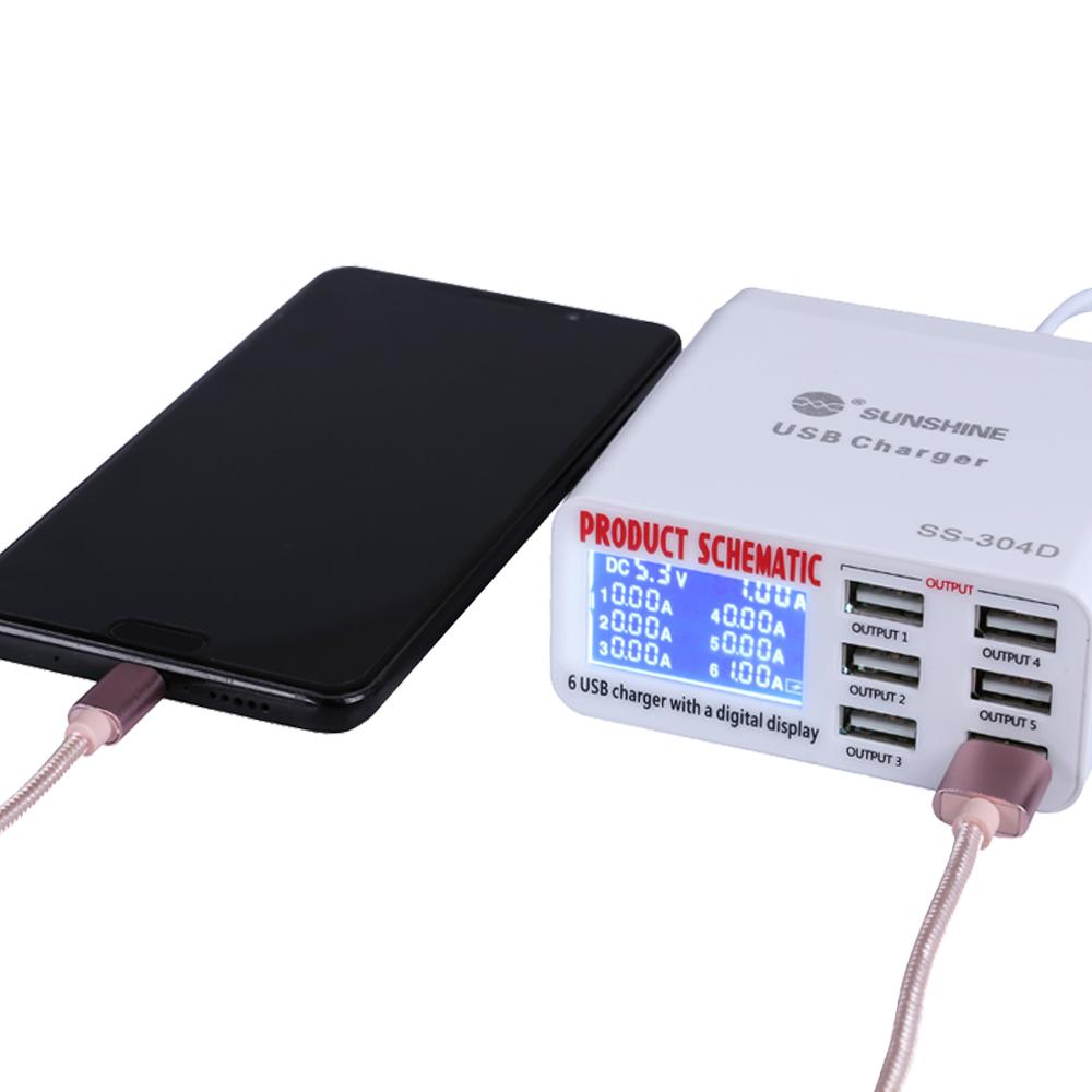 100 В-240 В Инструменты для ремонта Мобильные телефоны 6-портовое USB-быстрое зарядное устройство для iPhone iPad Samsung Инструменты для ремонта Наборы инструментов