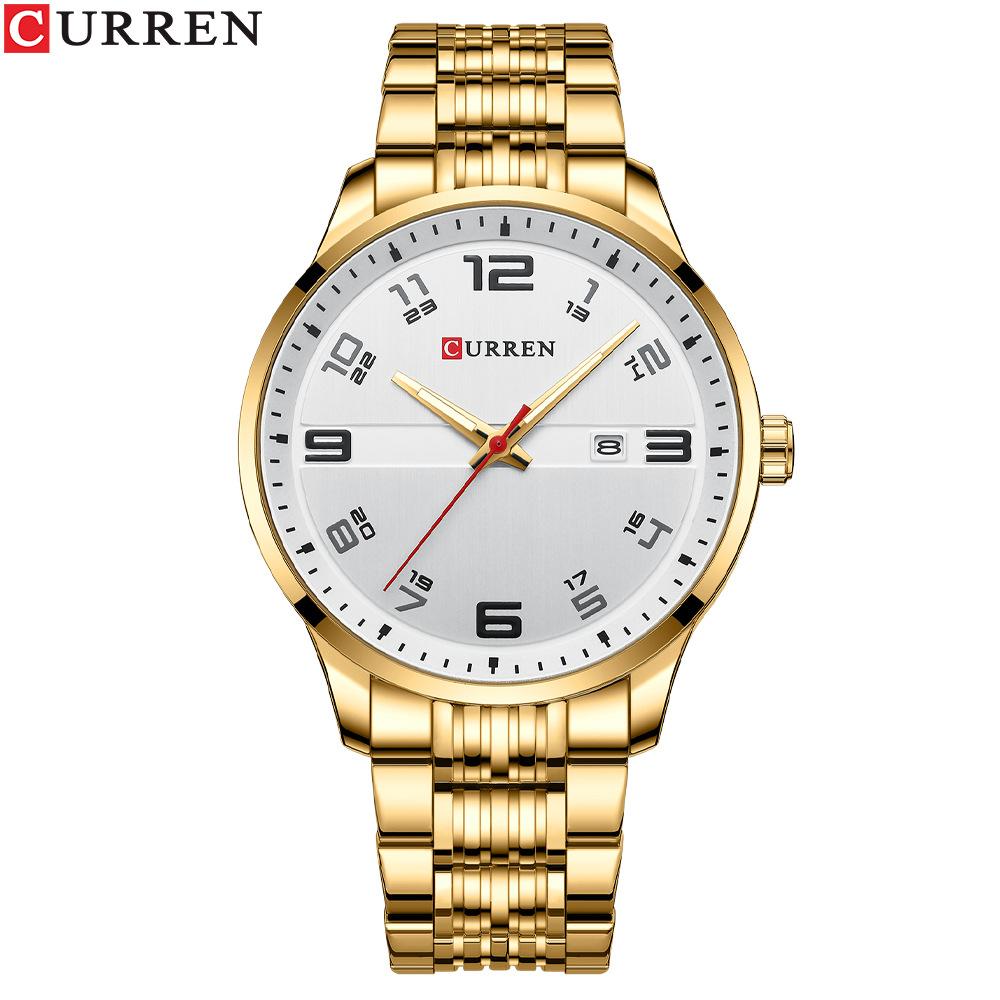 CURREN New Men's Watch Business Steel Band Quartz Watch Simple Calendar Scale Casual Watch