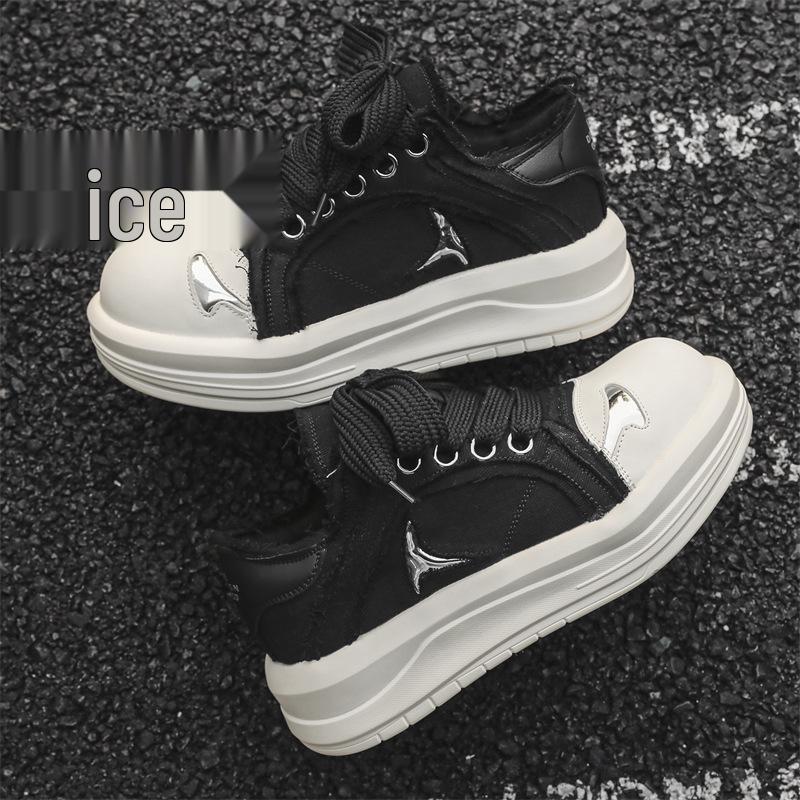 Smiley Big Head Men's Height-Boosting Canvas Shoes – Autumn Casual Fashion with Thick Soles