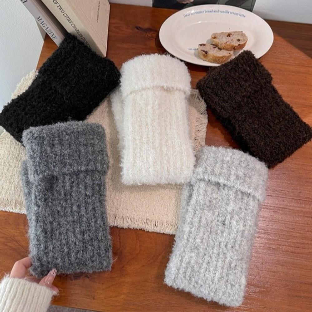 Thick Warm Fuzzy Leg Warmers Turn-Cuff Design Wool Blend Leg Warmers Japanese Aesthetic