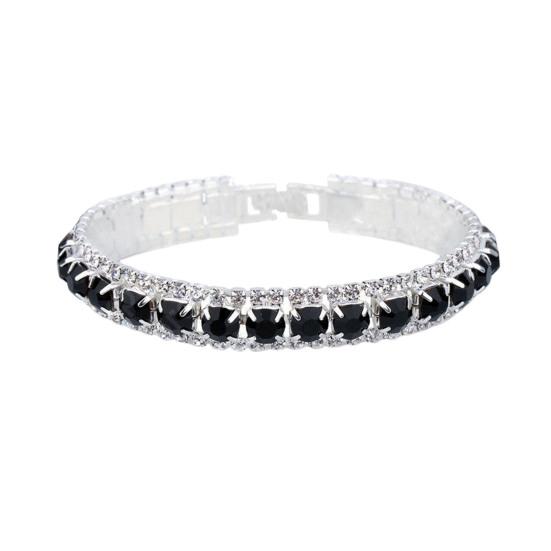 Women Bangle Faux Crystal Polished Contrast Color Alloy Symmetric Shopping Work Party Dating Wrist Bracelet Lady Jewelry