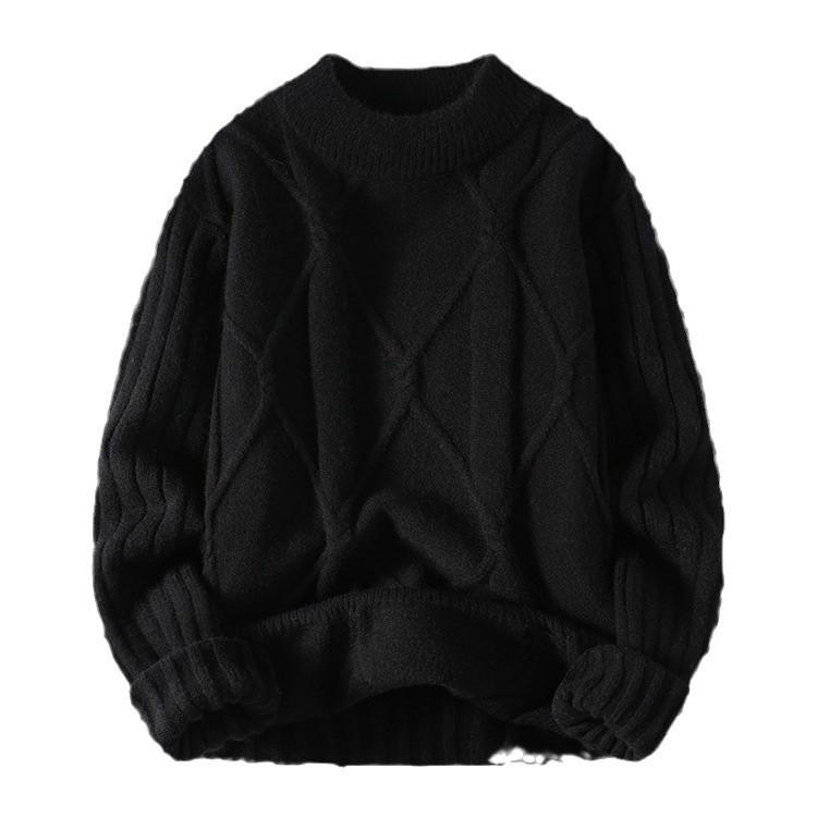 Свитер мужской осенне-зимний для пары, свободный толстый свитер, полуводолазка, вязаный свитер, ленивый витой свитер