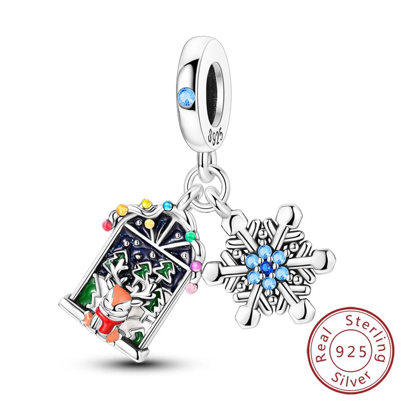 Оригинальные медные шармы-бусины Зимняя снежинка Снеговик Иглу Пингвин Подвеска Подходит для браслетов-шармов Женские украшения Подарок