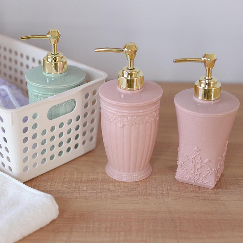 Stained Carved Empty Pump Refillable Bathroom Shampoo Shower Gel Bottles Dispenser Liquid Soap Dispenser Bath Gel Press
