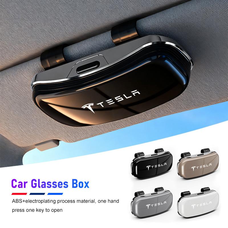 TKVLN1 Car Glasses Case Shockproof Protective Sunglasses Storage Box For Tesla Model 3 Model S Model X Model Y Cybertruck Roadster