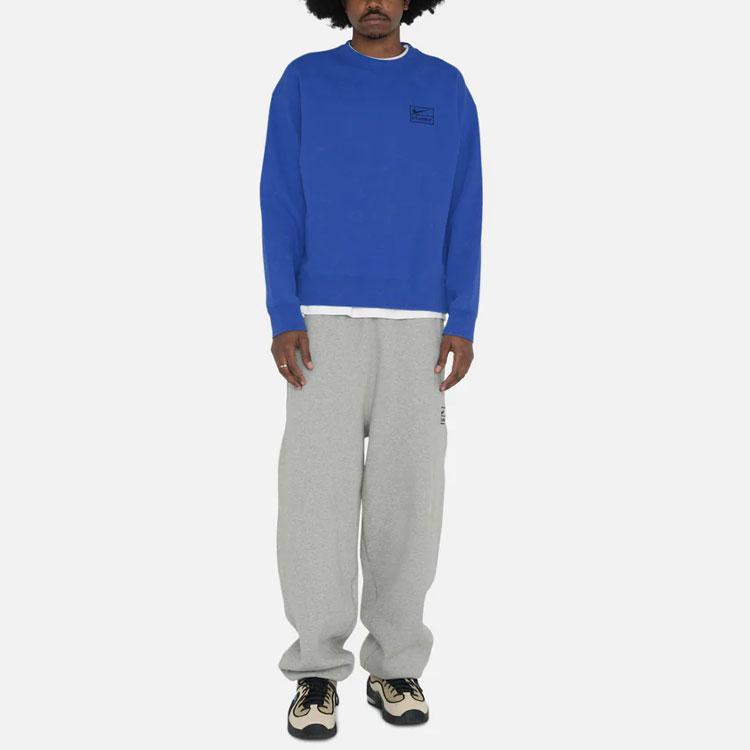 Nike Флисовый флис X Stussy Acid Wash Crew (Азия) Синяя уличная одежда унисекс DR4426-480