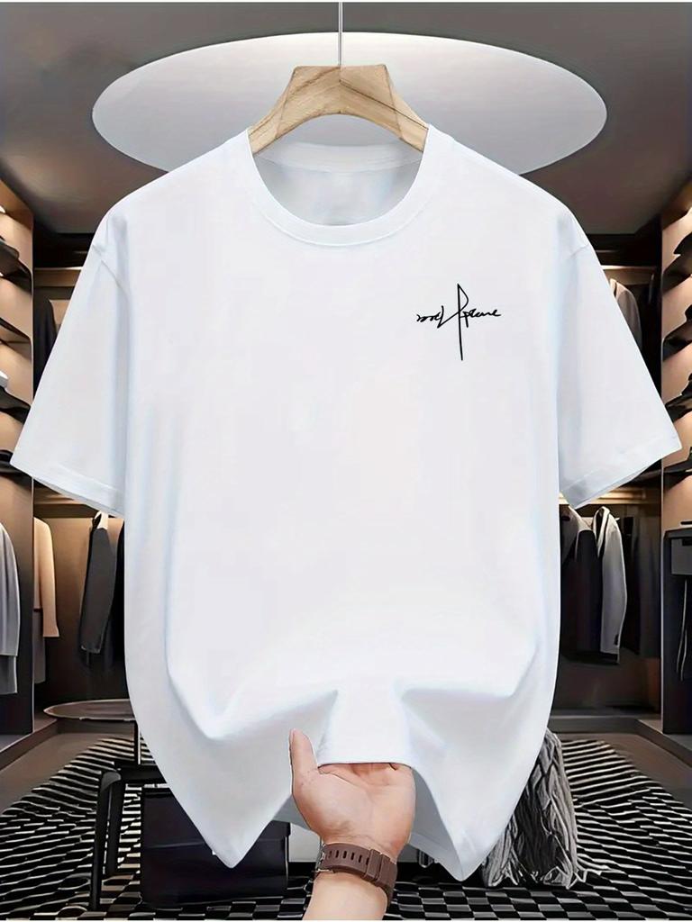 Мужская летняя модная повседневная спортивная футболка свободного кроя из 100 хлопка большого размера с персонализированным принтом букв, круглым вырезом и коротким рукавом