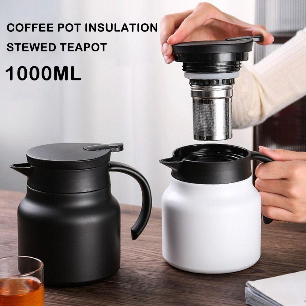 1000ml Coffee Pot Stainless Steel Tea Pot Portable Stewing Teapot for Home Use