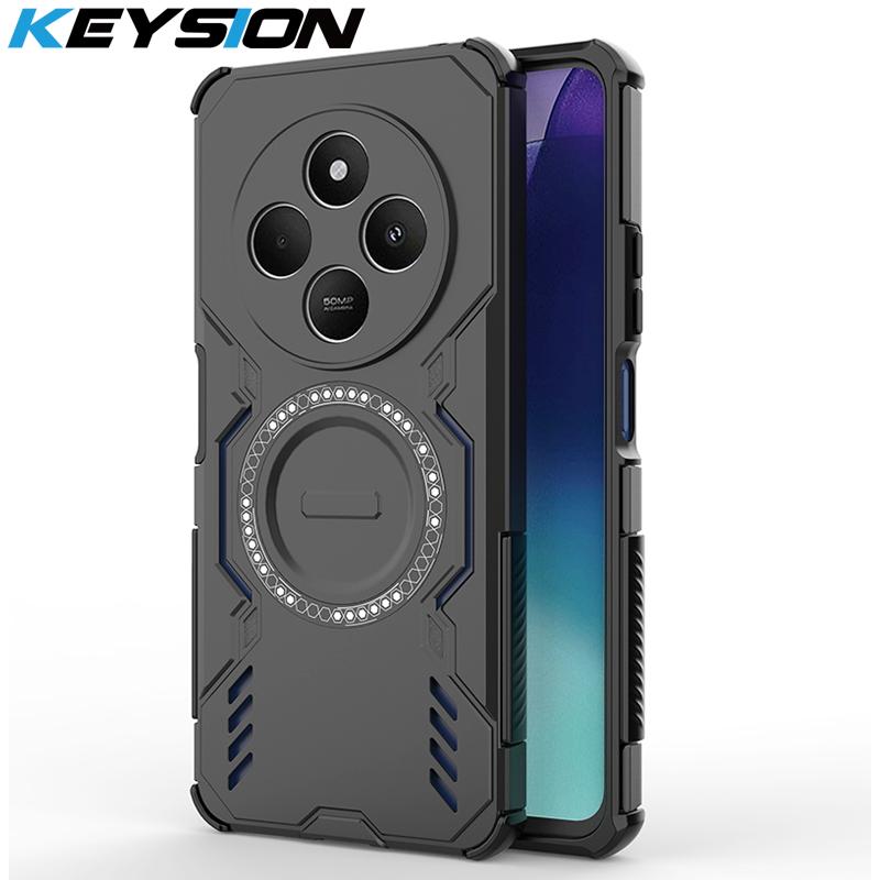 KEYSION Полый чехол для отвода тепла для Redmi 14C Мягкий силикон+ПК Магнитное охлаждение Противоударный чехол для телефона для Xiaomi POCO C75