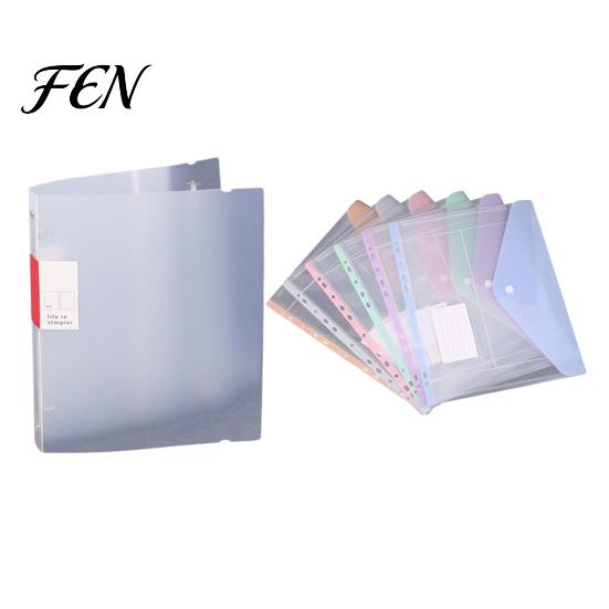 Light Purple File Bag 11 Hole Expandable Binder Folders for 2/3/4 Ring Document Pouch, Plastic Envelopes Pink Folder Pocket with Snap Button & Label,