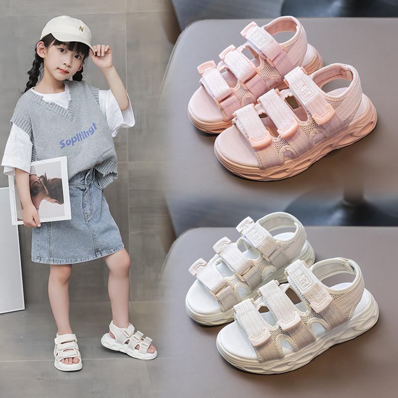 Модные сандалии для девочек, летние, мягкие, на мягкой подошве, принцесса, спортивные, пляжные сандалии для детей