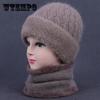 Hats and Snoods Women's Winter Warmth and Thick Velvet Old Lady Rabbit Fur Hat Mother Hat