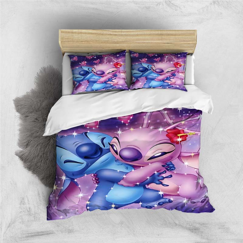 Mini Kawaii (Stitch) Bedding Set, Cartoon Duvet Cover and Pillowcases, Soft and Comfortable, Customizable.