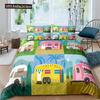 Счастливый Кемпинг Пододеяльник Квин Мультяшный Караван Кемпинг Постельный Комплект Фермерский Стиль 3D Чехол для Одеяла с Наволочками