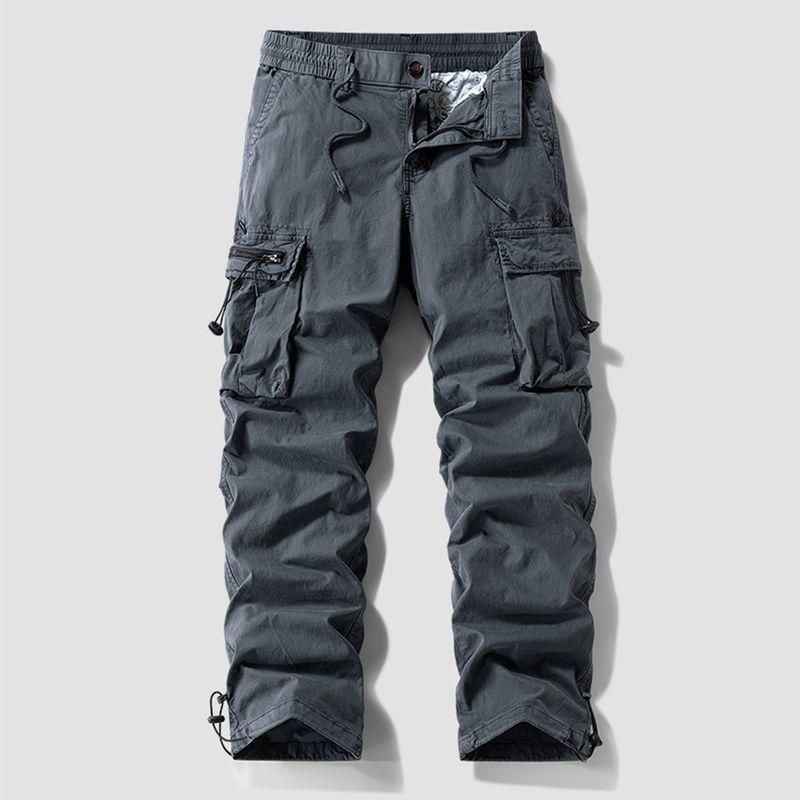 Оригинальные мужские повседневные брюки-карго, излишки внешней торговли, осенне-зимние, утолщенные, эластичные, с множеством карманов, тактические, прямого кроя, модные