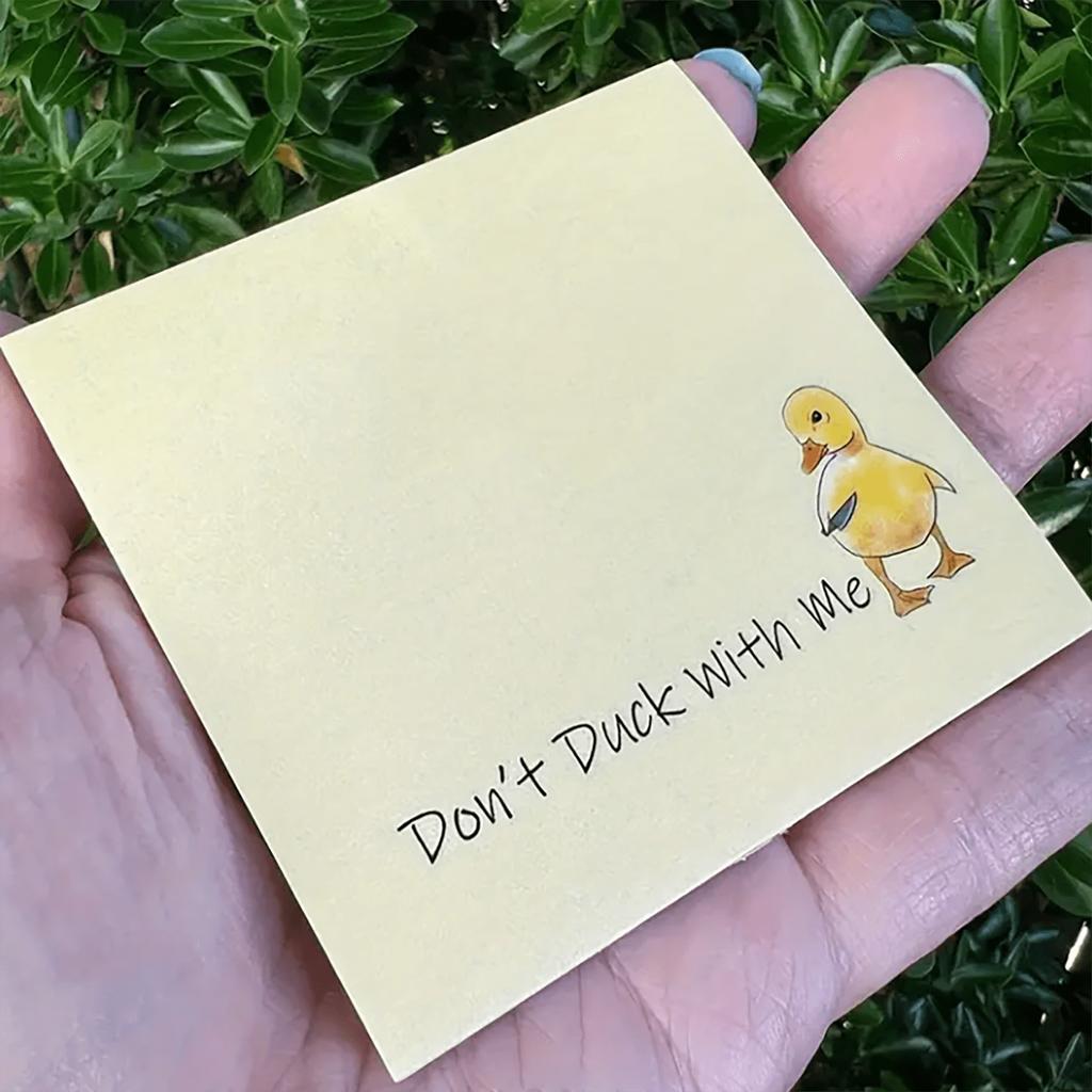50 Sheets Quacky Cartoon Duck Notepad - Square Shaped Paper Sticky Notes For To-Do Lists And Reminders, Novelty Stationery Back To School