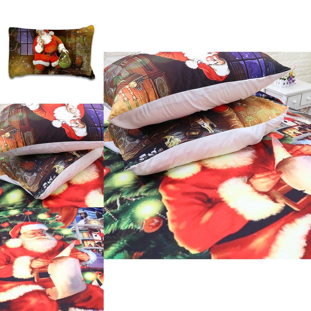 Classic Christmas Kids Duvet Cover Pillow Cases Quilt Cover Santa Claus Bedding Ensemble