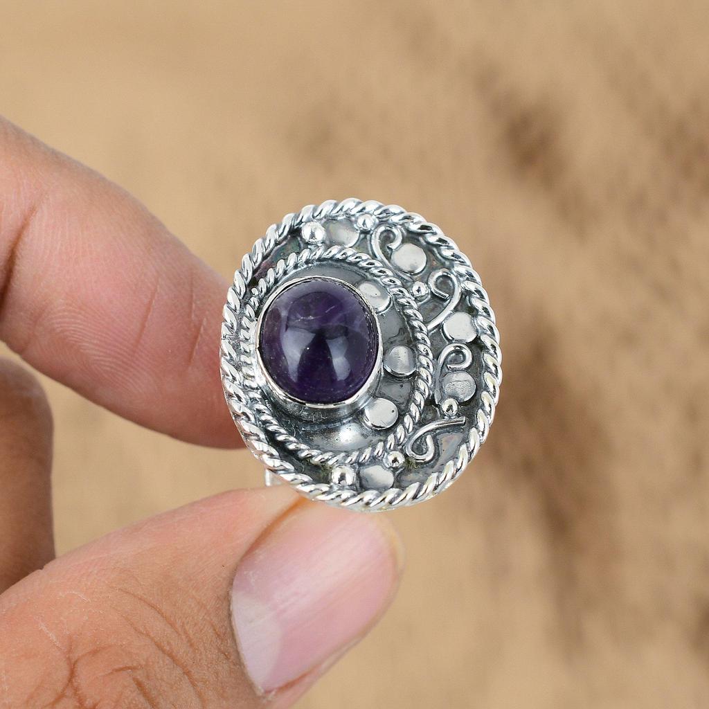 Mothers day Deal African Amethyst Stone New Promise Ring Jewelry Sterling Silver