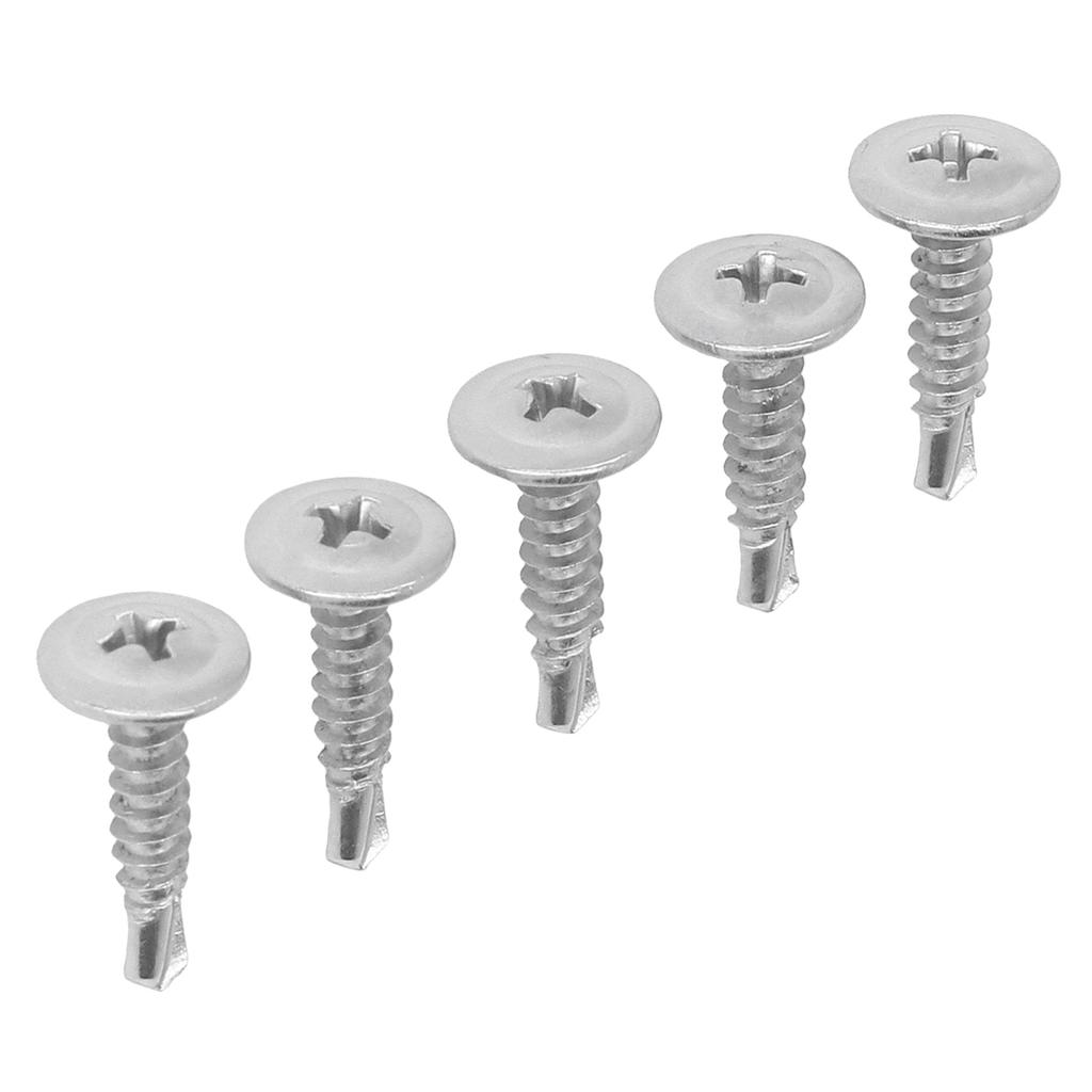 Набор из 100 саморезов с крестообразным шлицем и полукруглой головкой с шайбой из нержавеющей стали