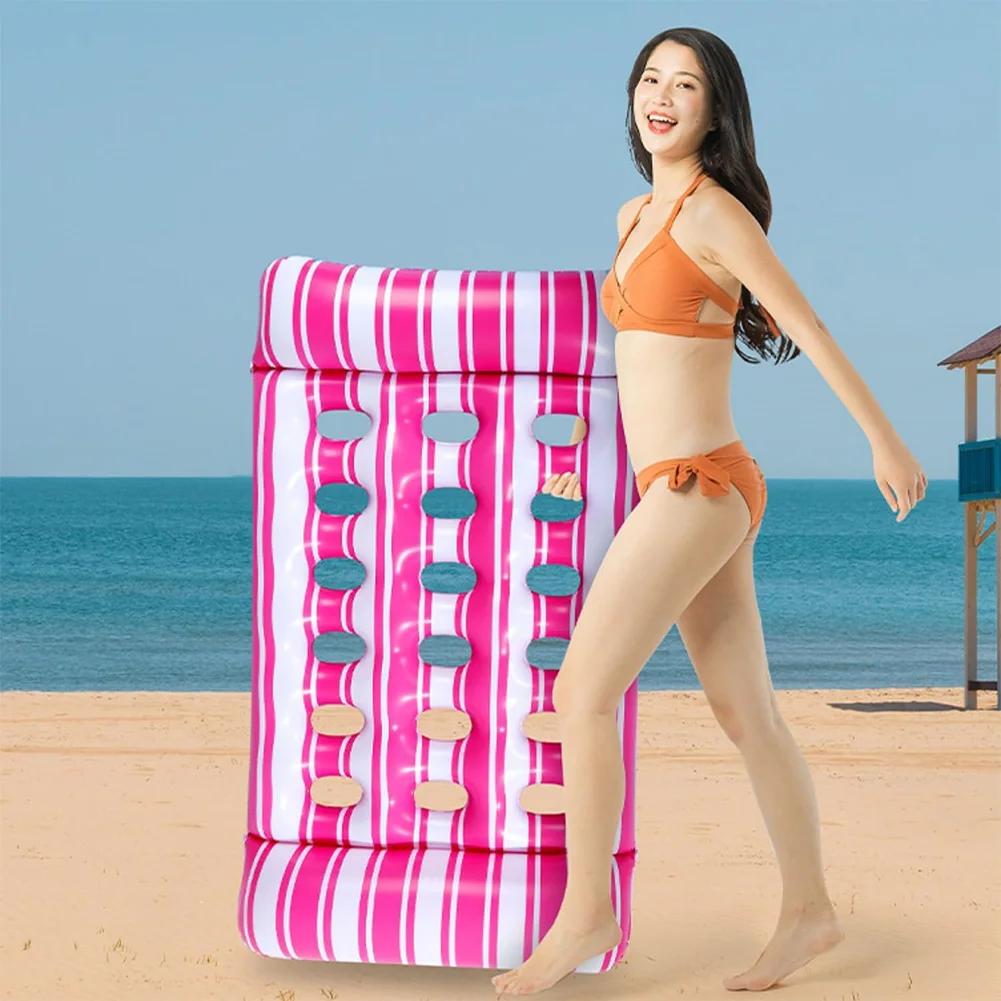 Inflatable Floating Bed Portable Inflatable Water Sleeping Bed Foldable Swimming Pool Air Mattress for Swimming Pool Party