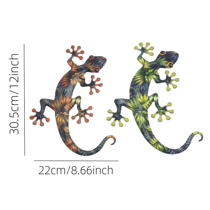 (PLUM)1/2PCS Iron Gecko Wall Decorations Suitable For Home Garden Courtyard Decoration Door Frame Decoration Home Beautification
