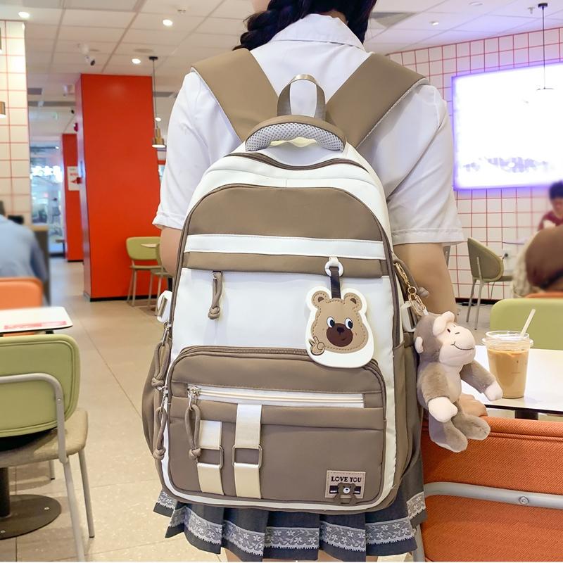 Школьный женский дорожный рюкзак контрастного цвета, большой вместимости, для учеников средней школы