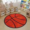 Basketball Pattern Round Area Rug–Sport-Themed Carpet for Living Room or Boys Room–Non-Slip, Washable Floor Mat, Game Room Decor