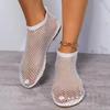 Round Toe Sandals With Hollowed Out Diamond Studded Internet Famous Short Boots Summer Sexy Plus Size Flat Shoes