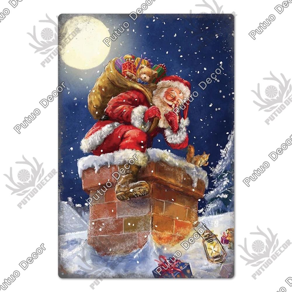 Decor Christmas Vintage Tin Sign Plaque Metal Retro Plate Poster for Club Living Room Kitchen Home Wall Art Decoration