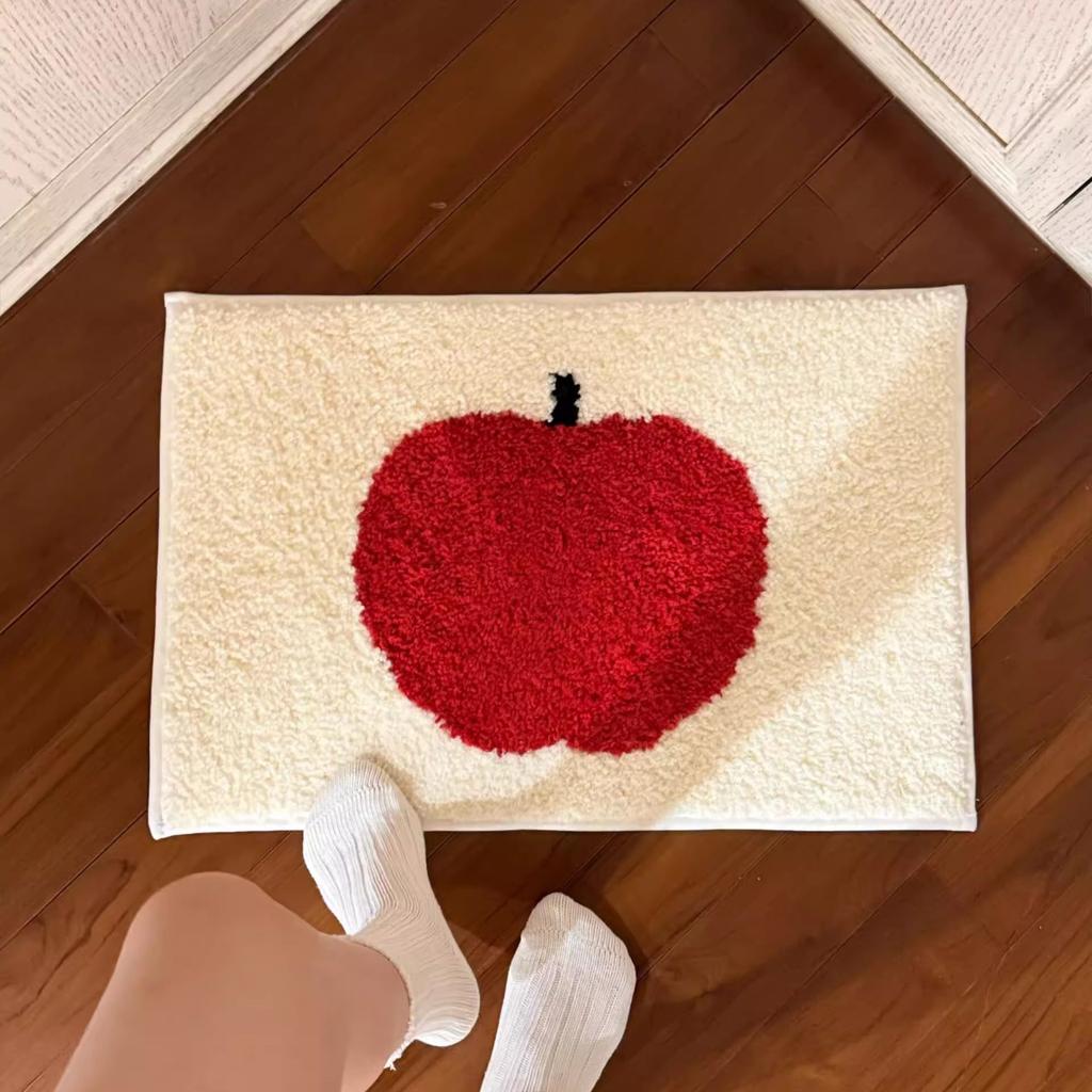 VIKAMA Creamy Style Apple Carpet Anti-slip Entry Floor Mat Soft Absorbent Bathroom Mat Bedside Rug for Bedroom Home Decoration