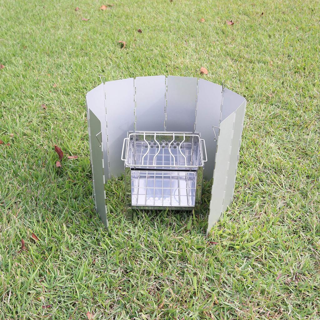 Ветрозащитный экран SUNDRY L, крепится на 4 штырях, ветрозащитный, алюминиевый, легкий, складной, 10 панелей