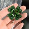Creative Pop Elegant Green Four Leaf Clover Brooch Pin Women's Suit Coat  Brooch Lucky Jewelry