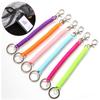 Elastic Spring Rope Key Chains Key Rings Silver Color Metal Carabiner for Outdoor Camping Anti-lost Phone Spring Keychain