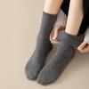 2025 Stacking Wool Socks Women Winter Solid Tube Socks Double Needle Knit Thickened Warm and Velvet Socks